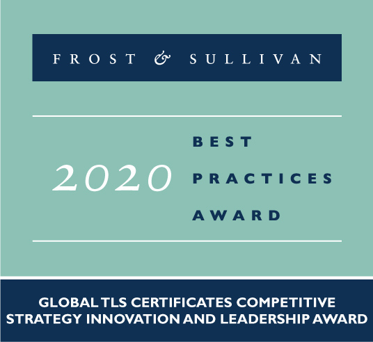 The 2020 Frost and Sullivan Award logo.